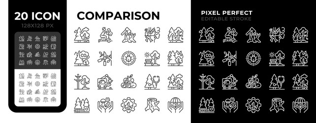 tree services linear icons set for dark light mode vector image