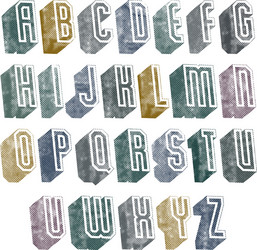 3d geometric font with halftone dots texture vector image