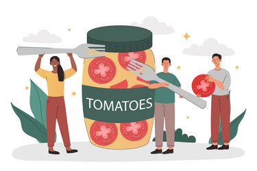 Canned tomatoes concept vector
