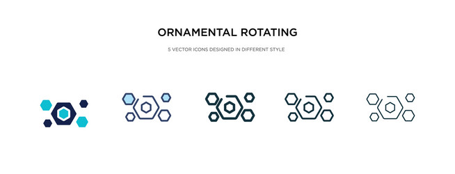 ornamental rotating polygonal icon in different vector