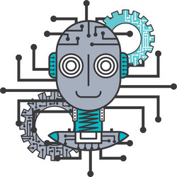 robot artificial intelligence gears technology vector image