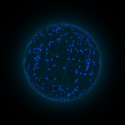 Sphere with connected lines and dots wireframe vector