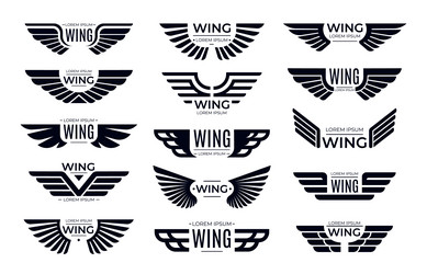 Wings badges flying emblem eagle bird wing vector