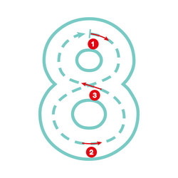 write number eight with tracing guide outline vector image