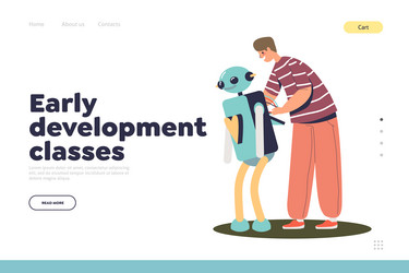 Early development classes concept of landing page vector