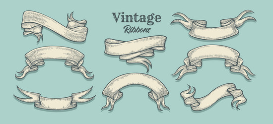 Set of crimson decorative ribbons Royalty Free Vector Image
