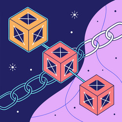 futuristic abstract cubes as blockchain node vector image