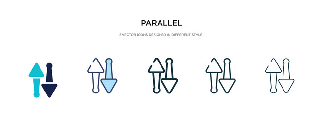 parallel icon in different style two colored vector