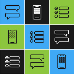 set line speech bubble chat task list and mobile vector image