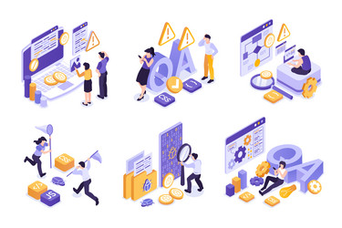 qa isometric original set vector image