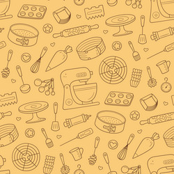 seamless pattern with tools for making cakes vector image