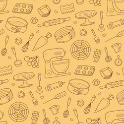 seamless pattern with tools for making cakes vector