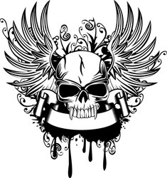Skull with Dark Wings Vector Image
