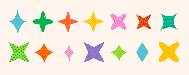 abstract stars with simple patterns and texture vector image