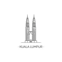 Malaysia line icon petronas towers at kuala vector