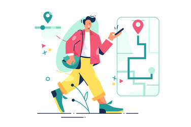 Man Using Navigation App vector image