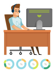 worker using computer diagram set hob vector image