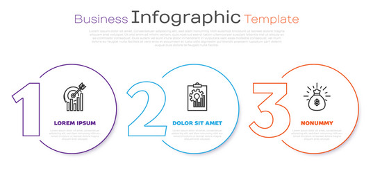 set line target with graph chart clipboard vector image