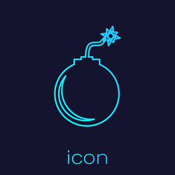 turquoise bomb ready to explode line icon isolated vector image
