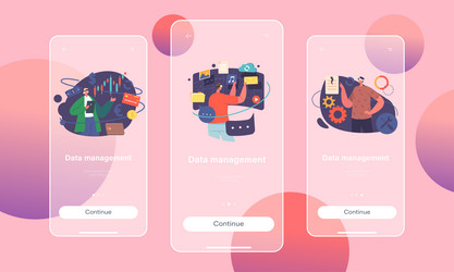data management mobile app page onboard screen vector image