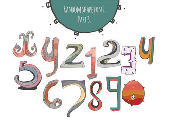 hand-drawn capital letters from x to z and digits vector