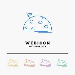 planet space moon flag mars 5 color line web icon vector image