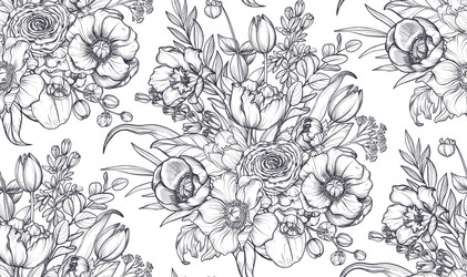 seamless pattern with bouquets of spring vector image