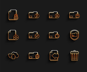 set line cloud upload document folder protection vector image