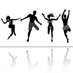 jumping people friends vector