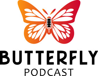 Butterfly podcast icon logo design element vector