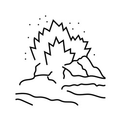 dangerous exploding volcano line icon