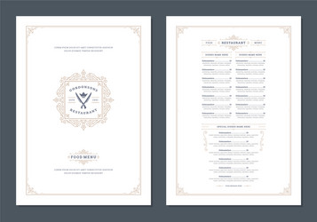 Menu design template with cover and restaurant vector