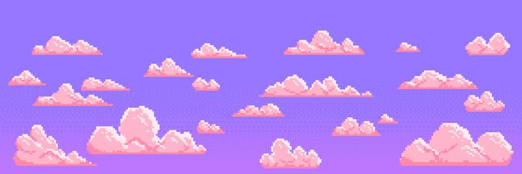 pixel art clouds set for retro 8 bit game design vector image