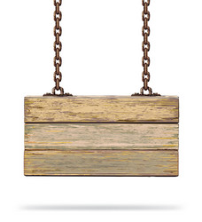 Rustic Wooden Board with Rusty Chain Vector Image