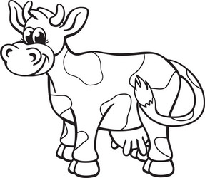 Cute Farm Cow Coloring Page Vector Image