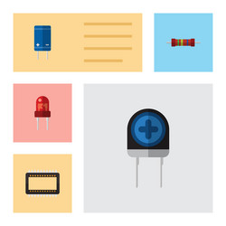 flat electronics set of transistor transducer vector image