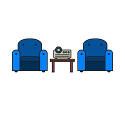 Presentation room with projector and comfortable vector
