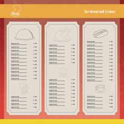 colored menu design with text and icons vector image