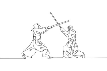 One continuous line drawing two young men Vector Image