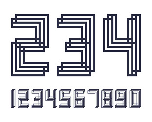 geometric font line digital effect design numbers vector