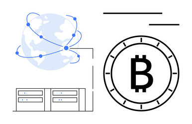 global cryptocurrency network with blockchain vector image