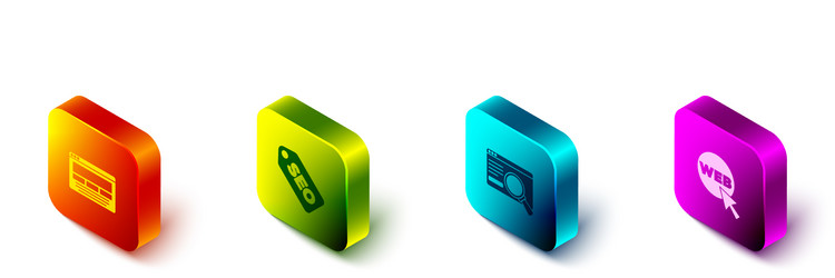 set isometric ui or ux design seo optimization vector image