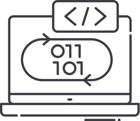 coding icon linear isolated thin vector image