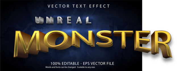 unreal monster text game style editable vector image