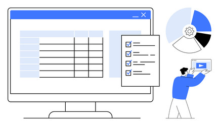 data analysis workflow with charts tables vector image