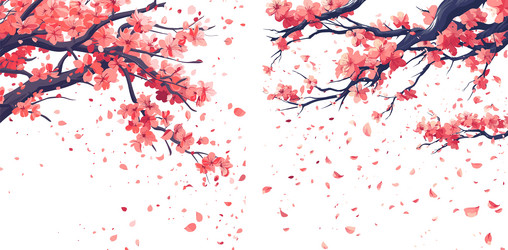 Sakura Petal Falling Scene Vector Image