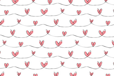 seamless pattern with a line of pink hearts vector image