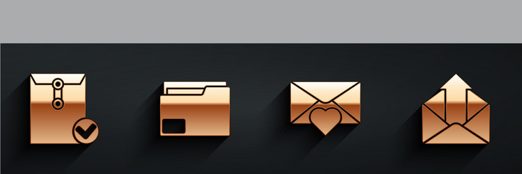 set envelope and check mark document folder vector image