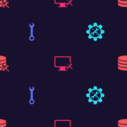 set wrench and screwdriver in gear computer vector image