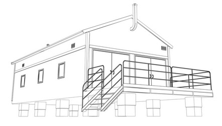 wire-frame industrial building vector